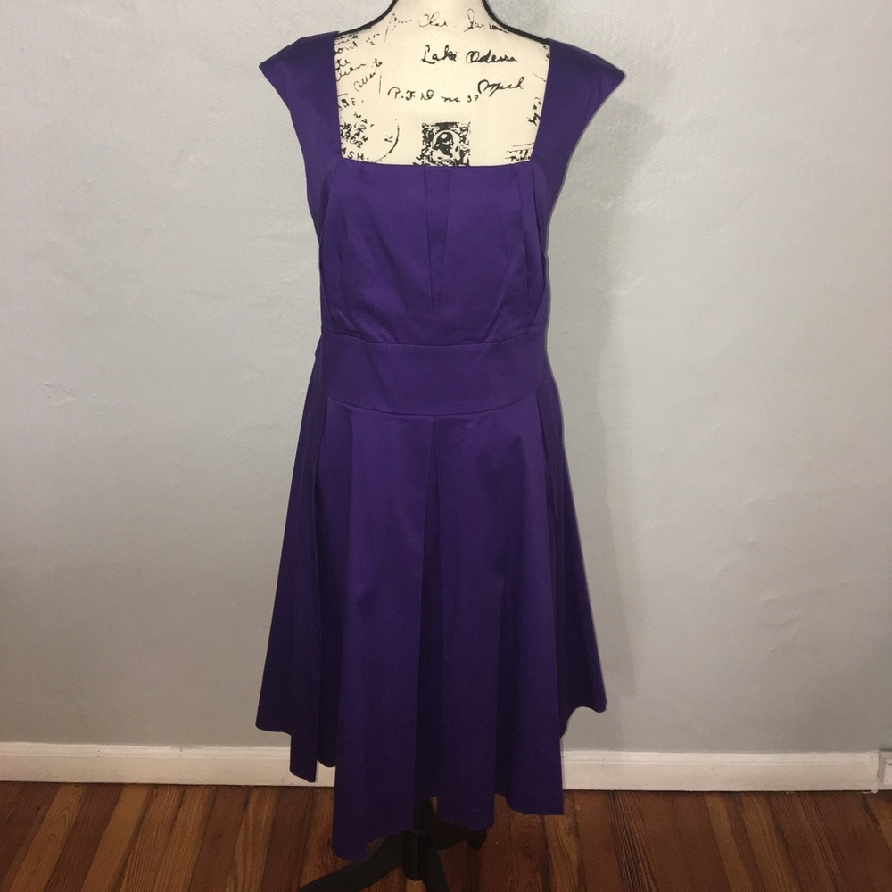 Purple pleated a-line dress