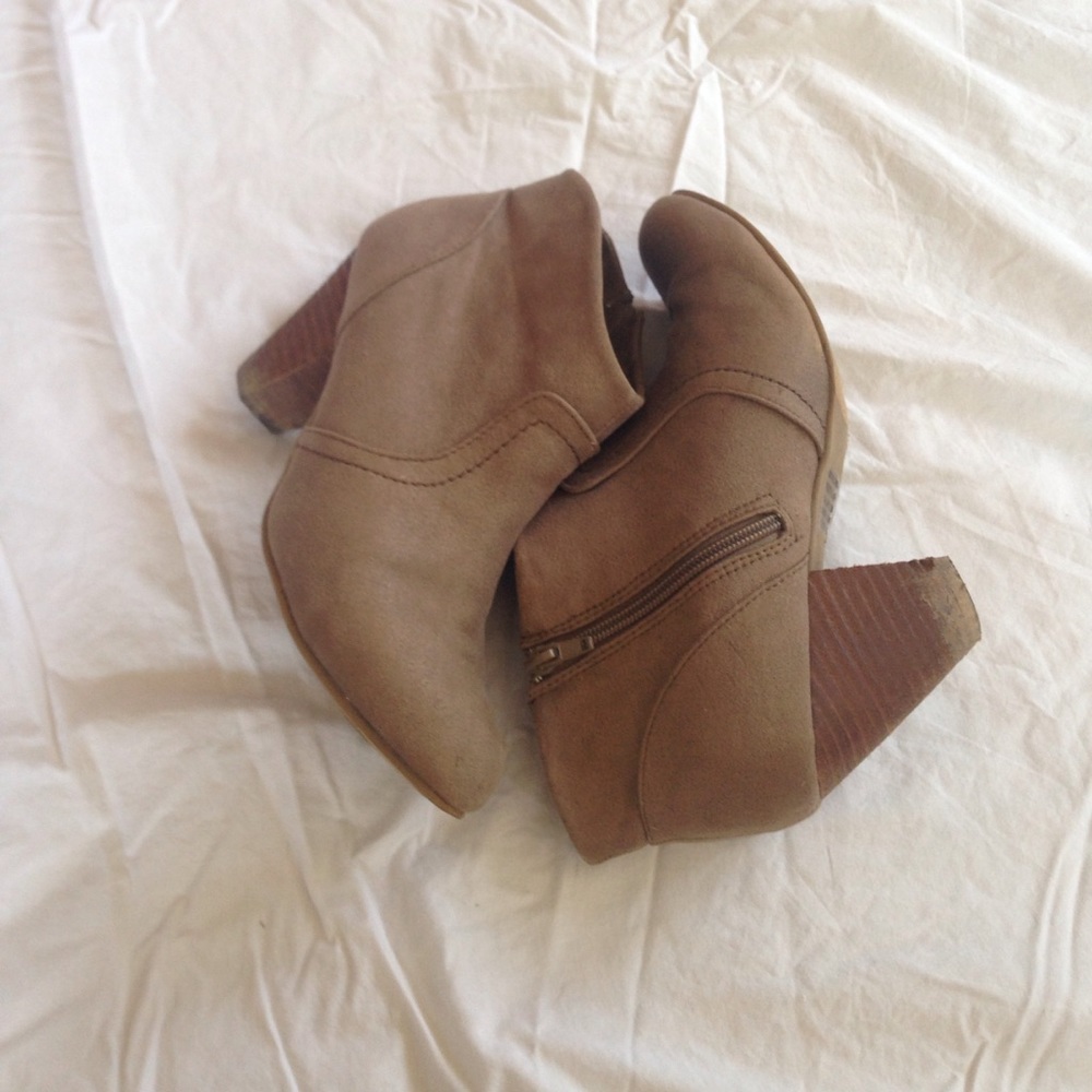 Tan suede booties