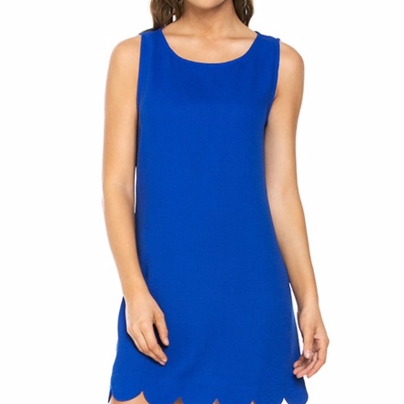 ‼️S LEFT‼️ Royal Blue Scalloped Hem Dress - Picture 2 of 3