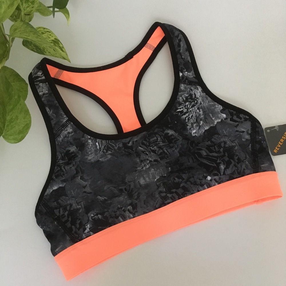 Reversible Giometric Print Athletic exercise Bra