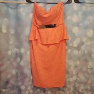 CORAL strapless dress