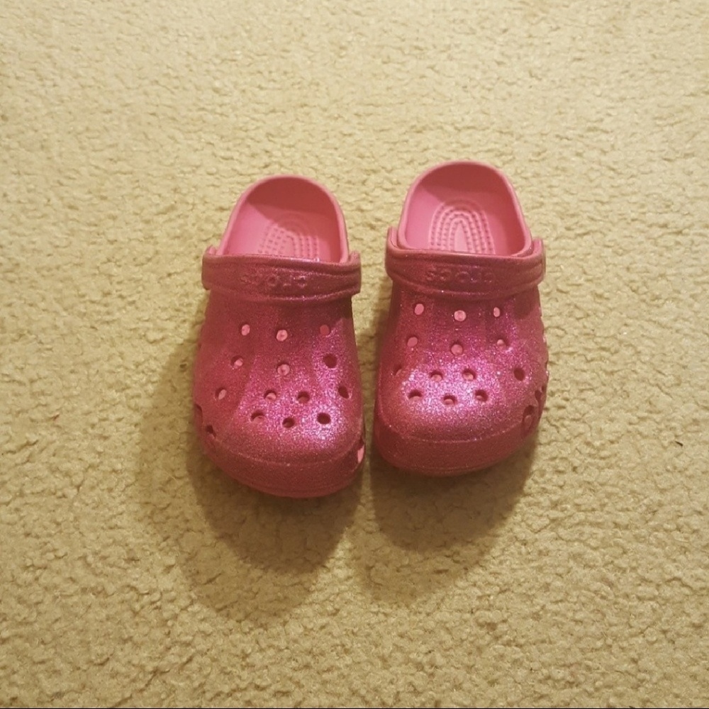 Pink glitter Crocs size 10 11