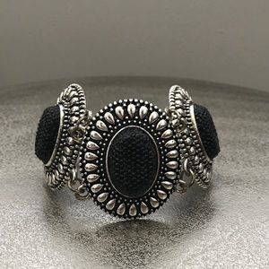 Silver and Black Oval Bracelet