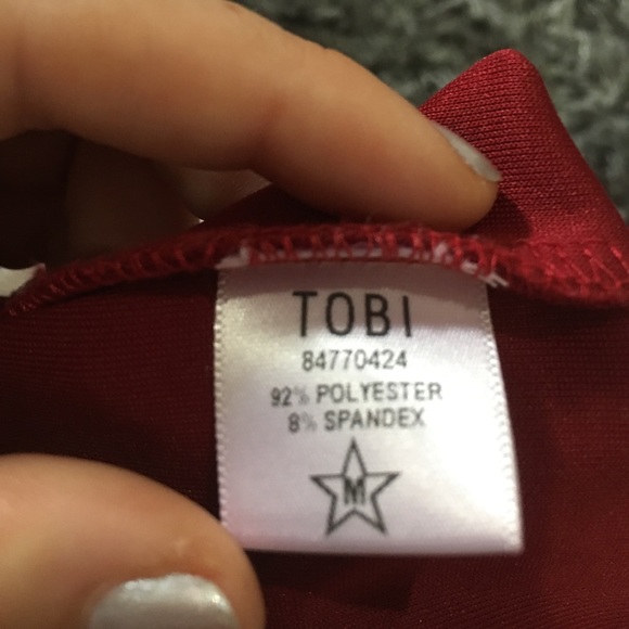 Tobi Red Skirt with Zipper Detail - Picture 3 of 3