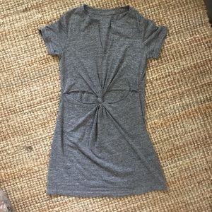 gray knot front t-shirt dress