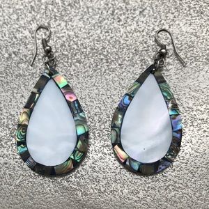 Iridescent Stone Oval Earrings