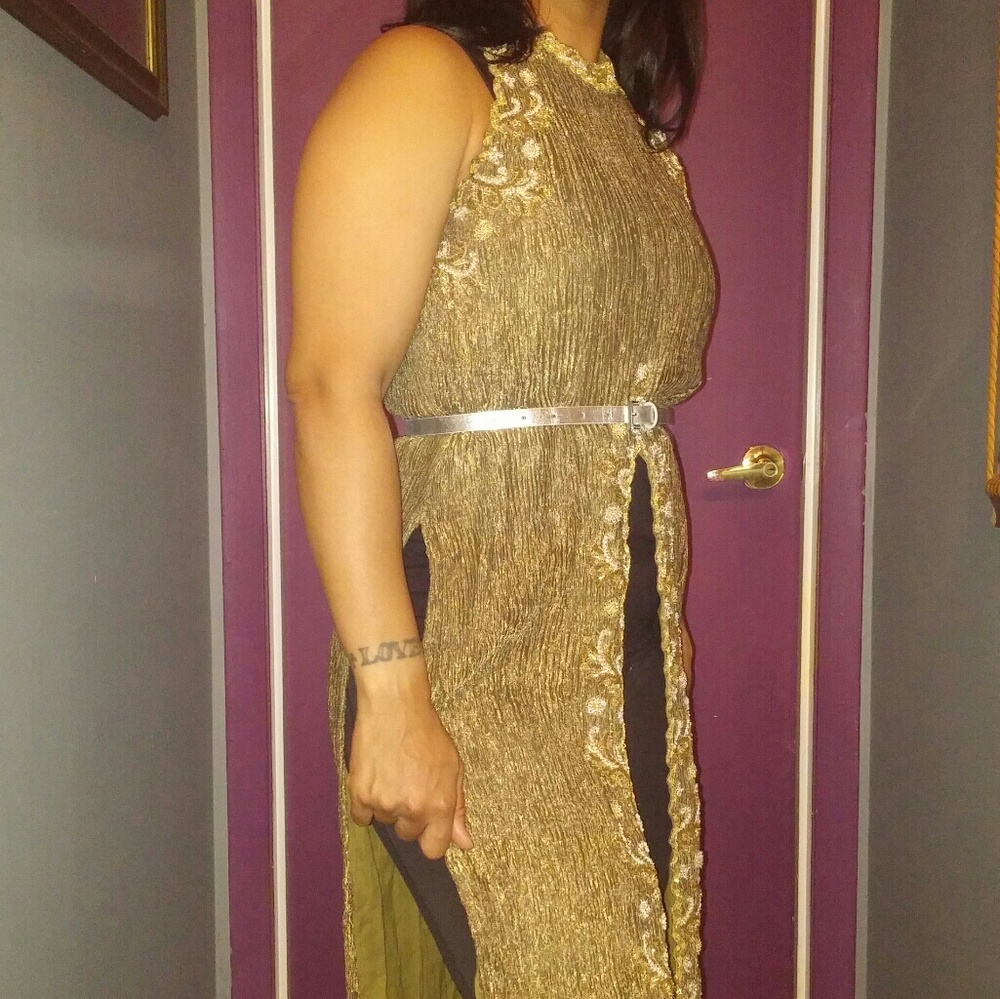 Vintage Silk Sequins Gold Over Dress