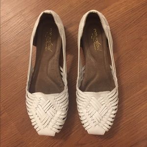 White leather woven huarache sandals