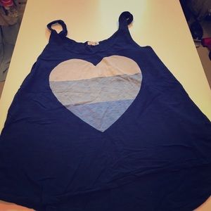 Sundry tank top navy w big 3 part heart ❤️ OS