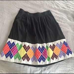 Anthropologie  embroidered skirt