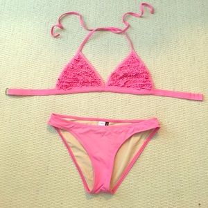 BCBG Pink Ruffle Swimsuit