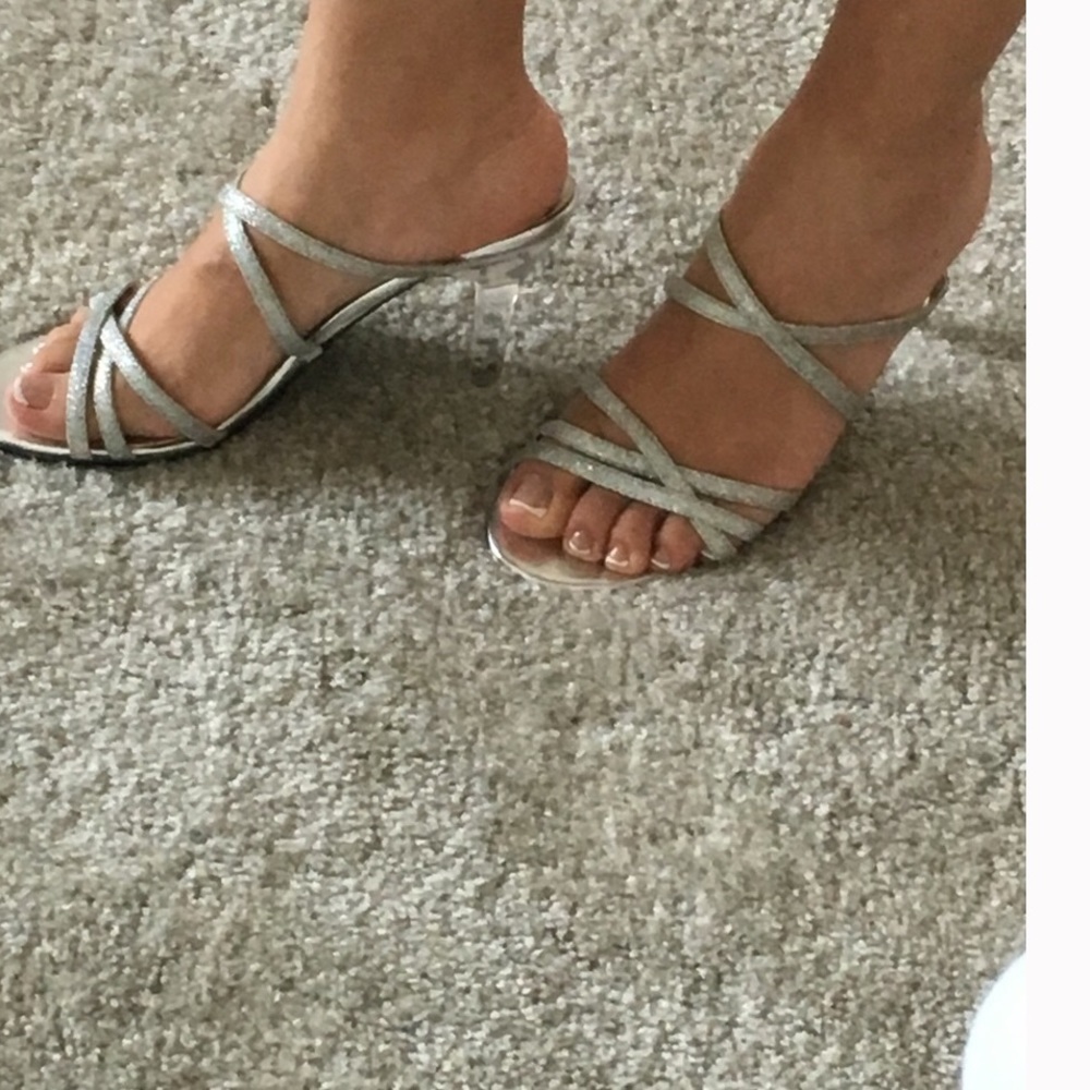 Glittery heel sandals