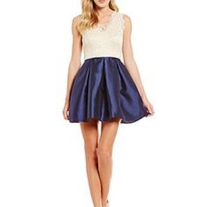 Dillard's Blue and White Lace Party Dress