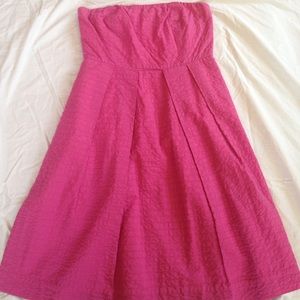 Hot pink short, strapless dress
