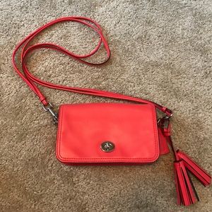Coach leather Penny in coral