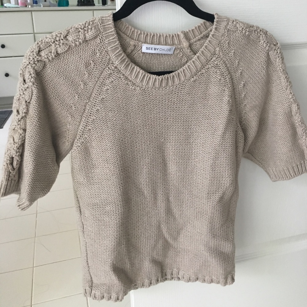 See By Chloe Short Sleeve Knit Sweater