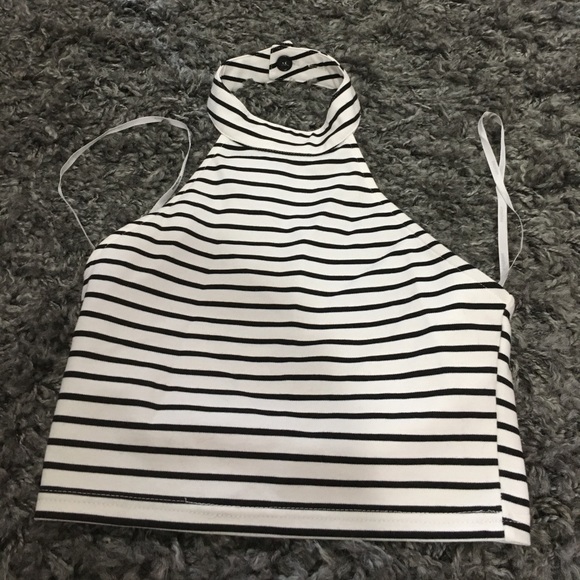 MinkPink Striped High Neck Top - Picture 1 of 3