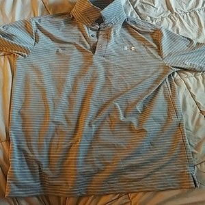 Mens grey striped polo