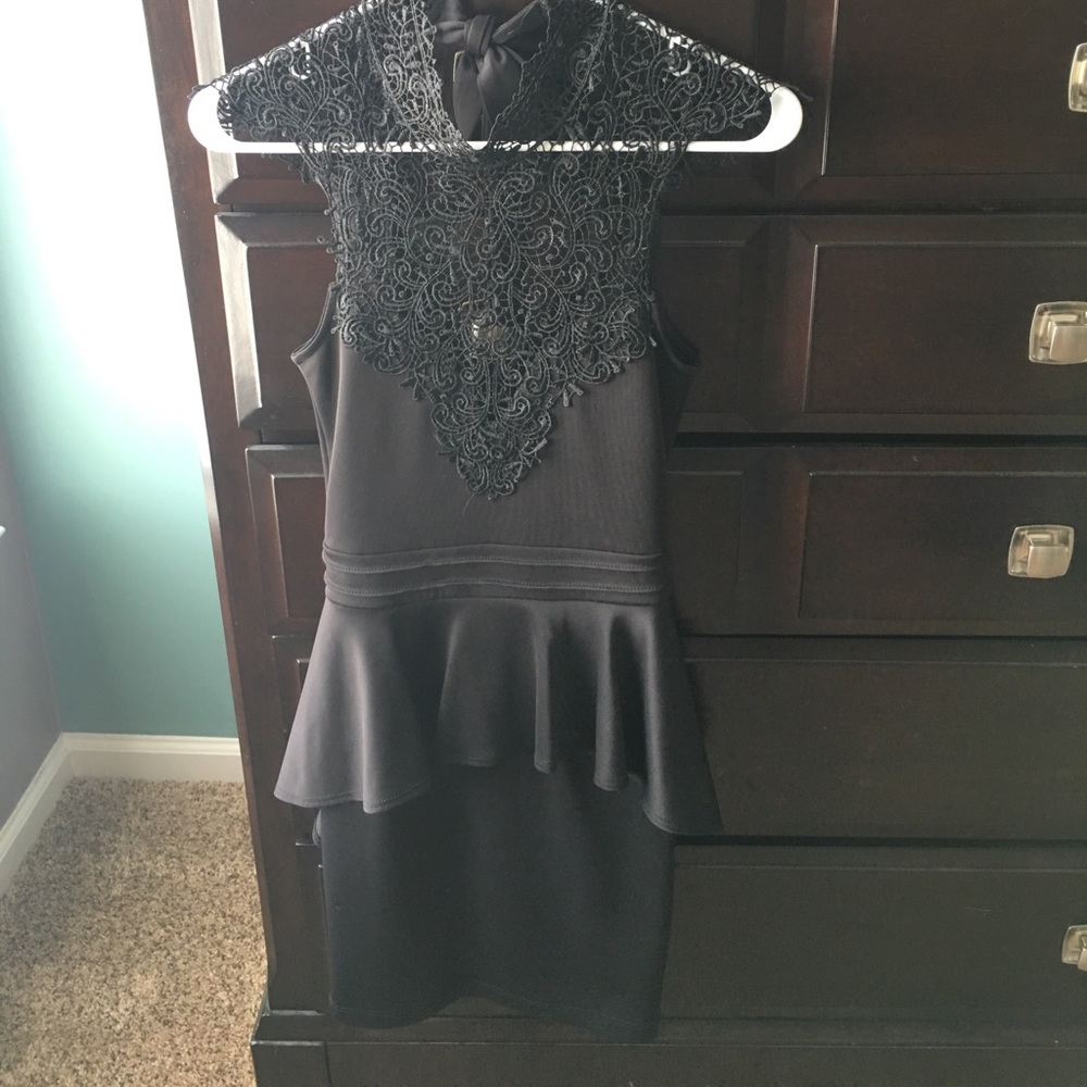 Black lace peplum dress