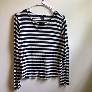 Thin Black and White Striped Long Sleeve Shirt