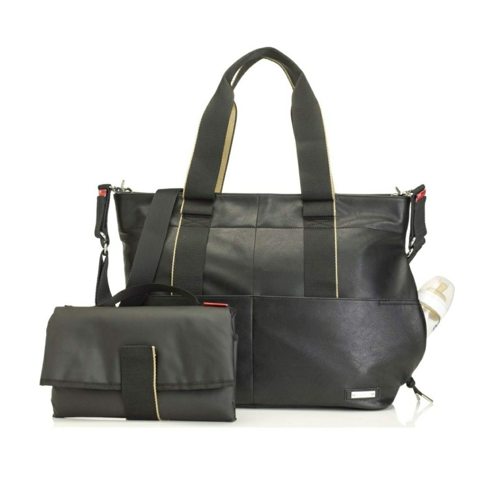 Storksak eden black and yellow diaper bag with pad