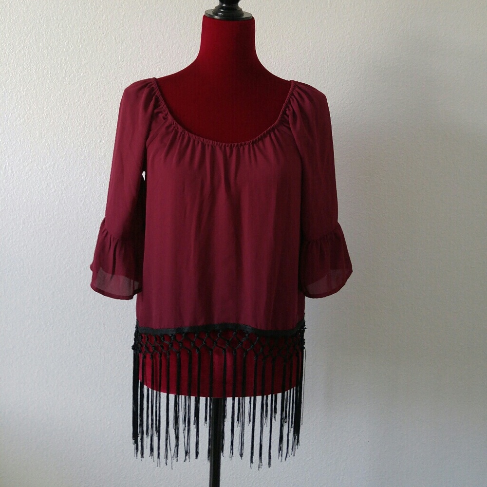 Takara Women’s Small Blouse Bell Sleeves Tassels
