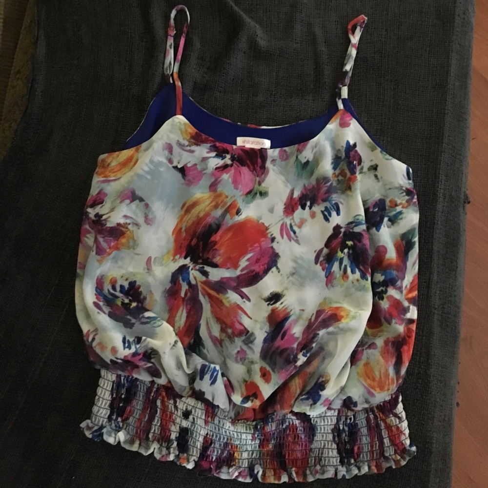 flower patterned tank top with tapered waste