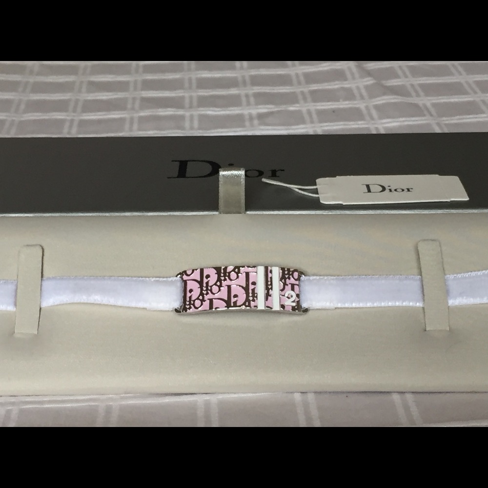 Christian Dior Pink Trotter White Velvet Choker necklace