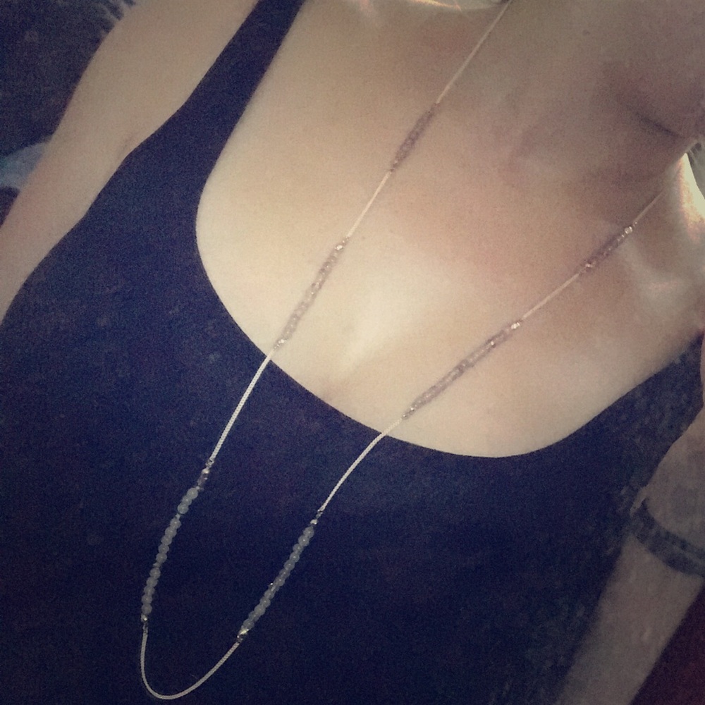 🔴 Banana Republic Silver and Gemstone Necklace