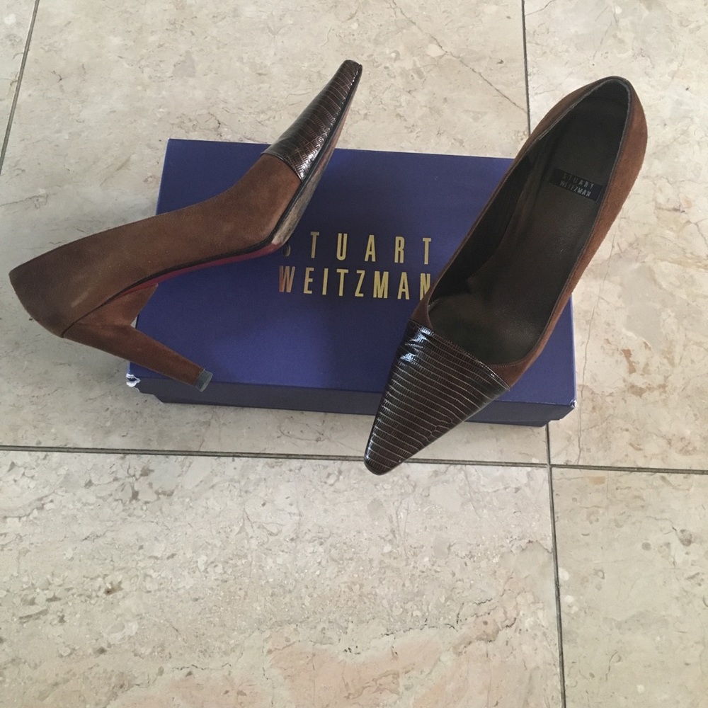 Stuart Weitzman brown suede hight heel pumps💋💋