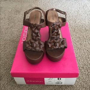 Target Brown Wedges w/ Flower Detail
