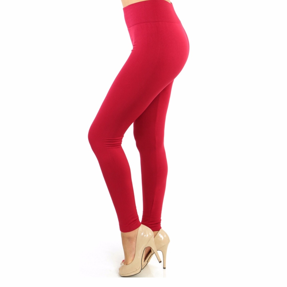 Solid Colored Fleece Premium Leggings