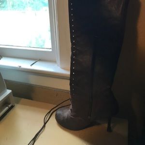 Thigh high brown boots