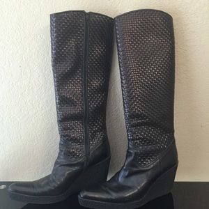 Stuart Weitzman leather wedge boots