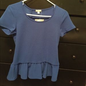 Peplum ruffled royal blue top