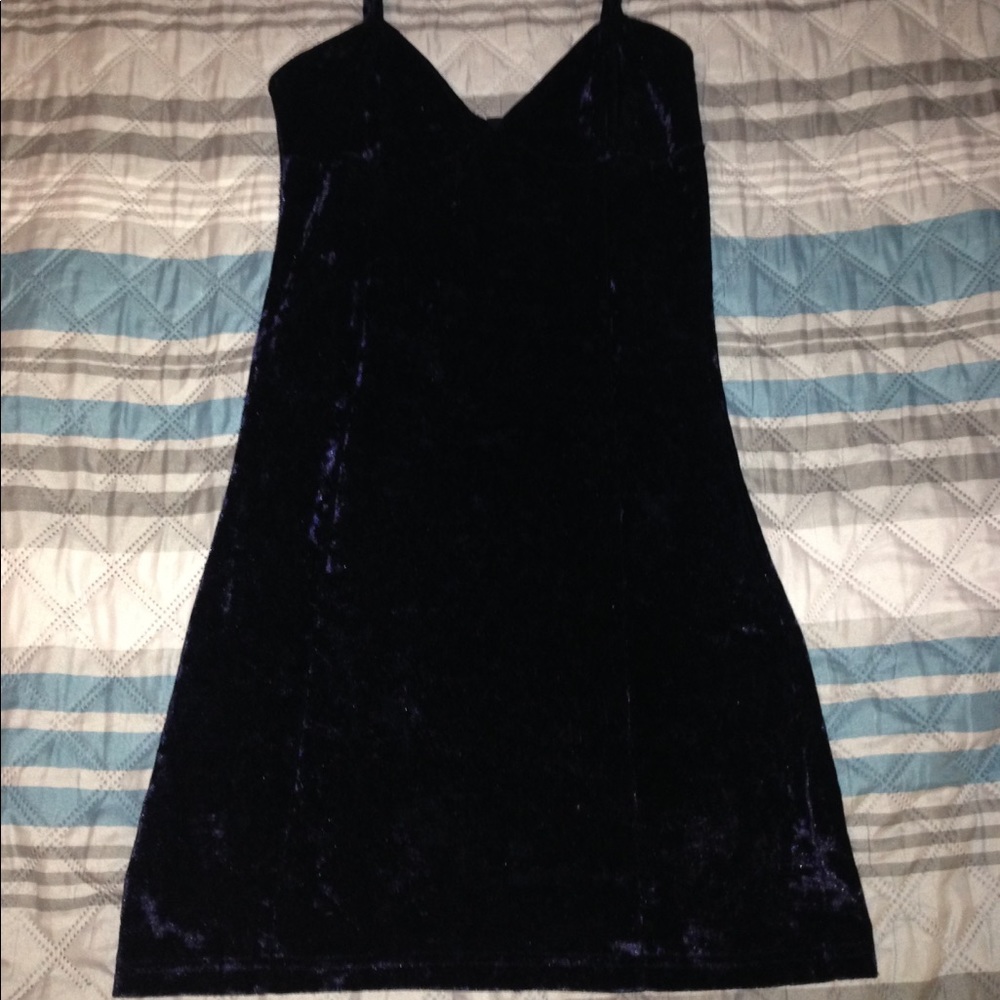 Midnight blue velvet mini dress