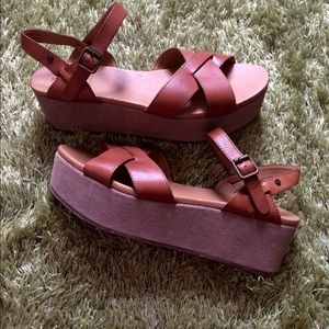 Bass wedges vintage retro style brown leather