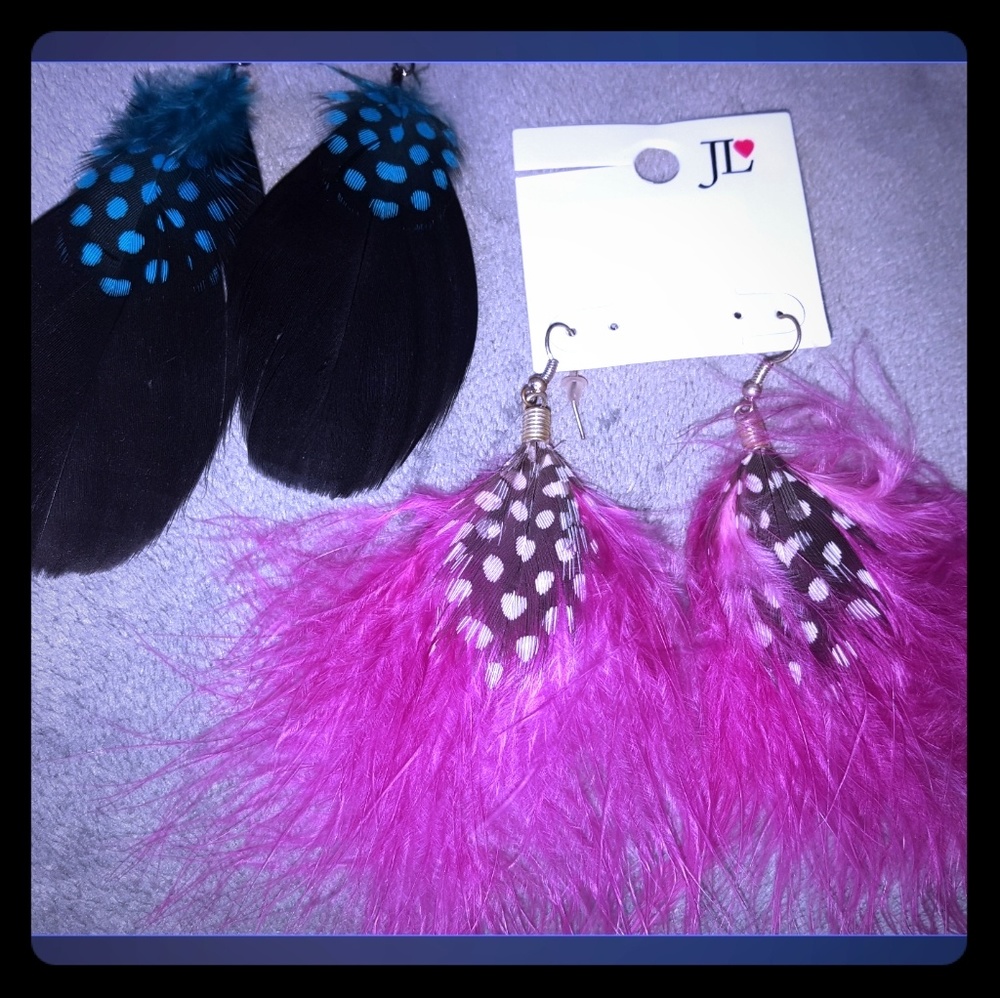 Two pair feather earrings