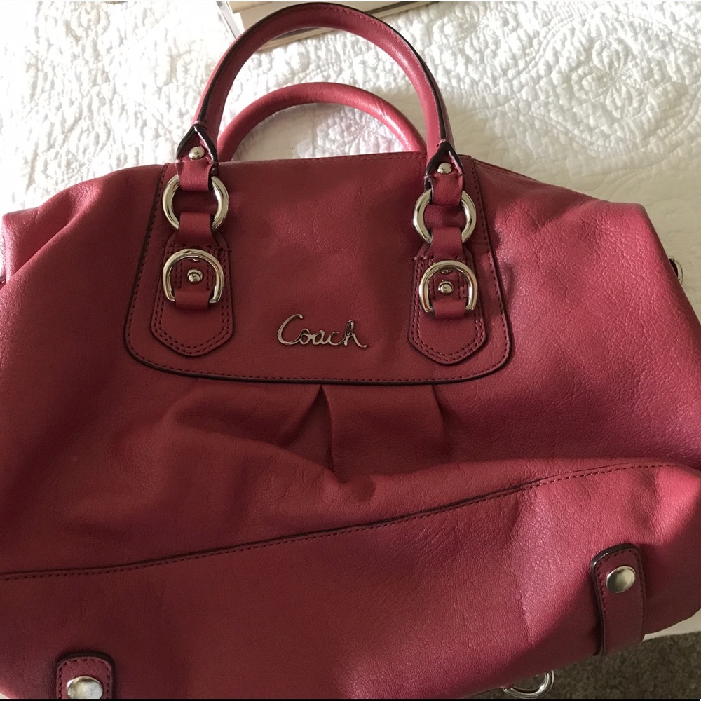 Deep Rose Coach Satchel Purse