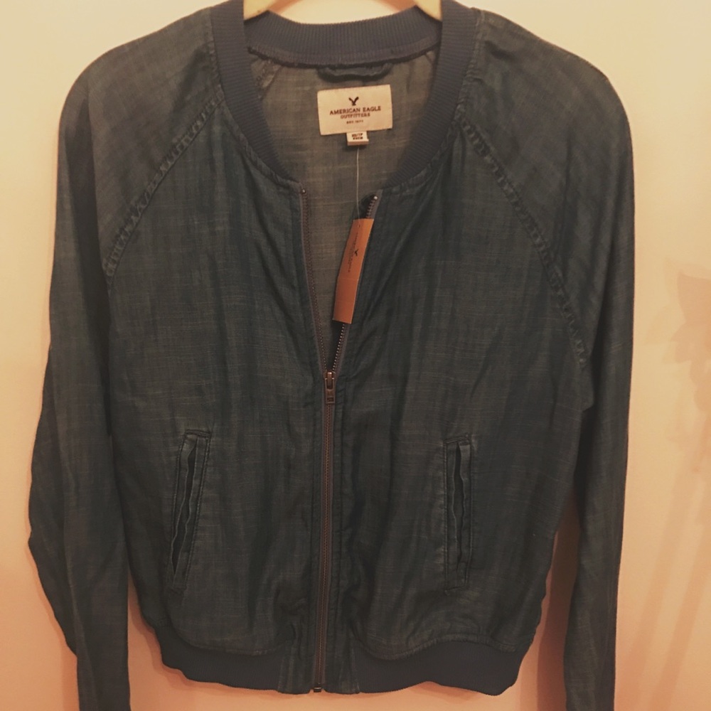 Chambray Denim Bomber Jacket American Eagle XS