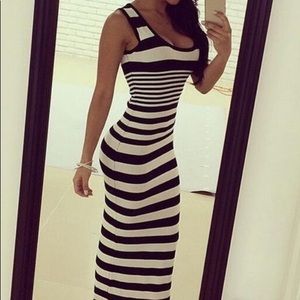 Black and White striped Maxi Dress