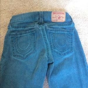 True Religion teal colored jeans