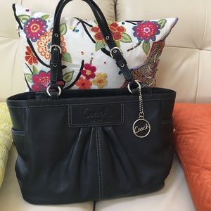 Preloved Coach black leather shoulder bag