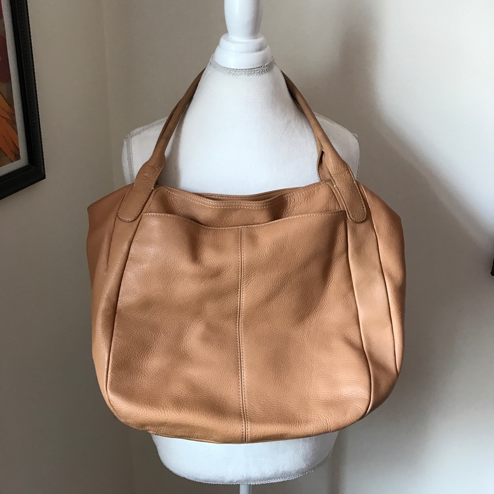 Tignanello Large Tan Leather Hobo Bag