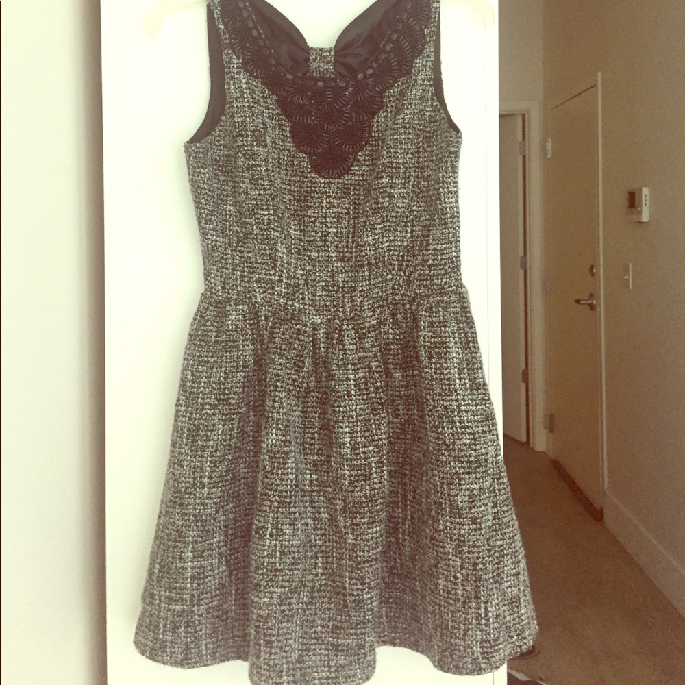 Gracia tweed black and white dress