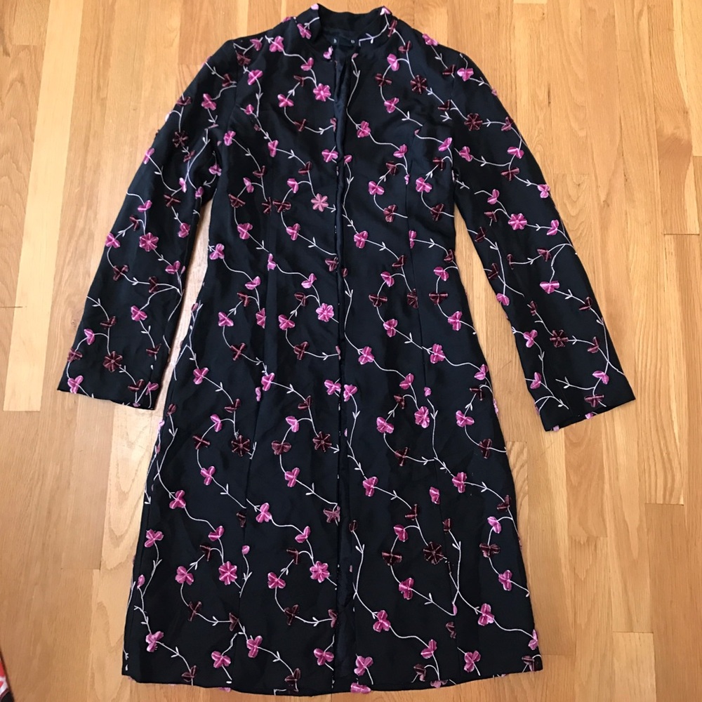 Embroidered black and floral coat by Hype