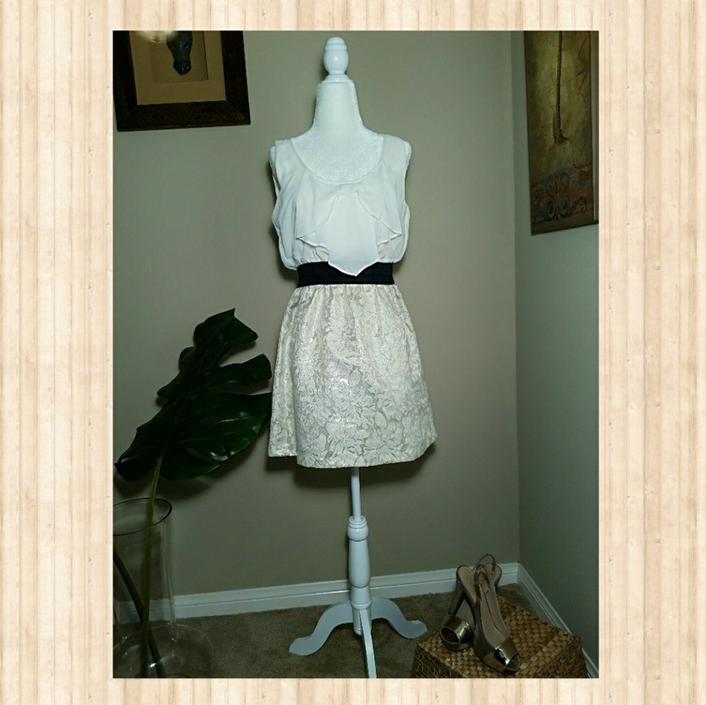 Cream and Gold Mini Dress