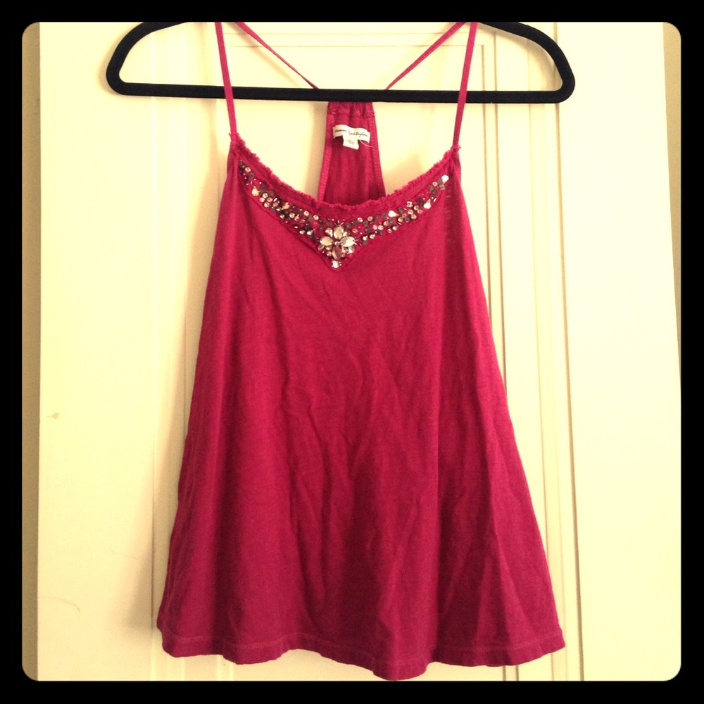 American Eagle Red Sequin Tank