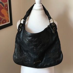 Isabella Fiore Black Leather Shoulder Bag
