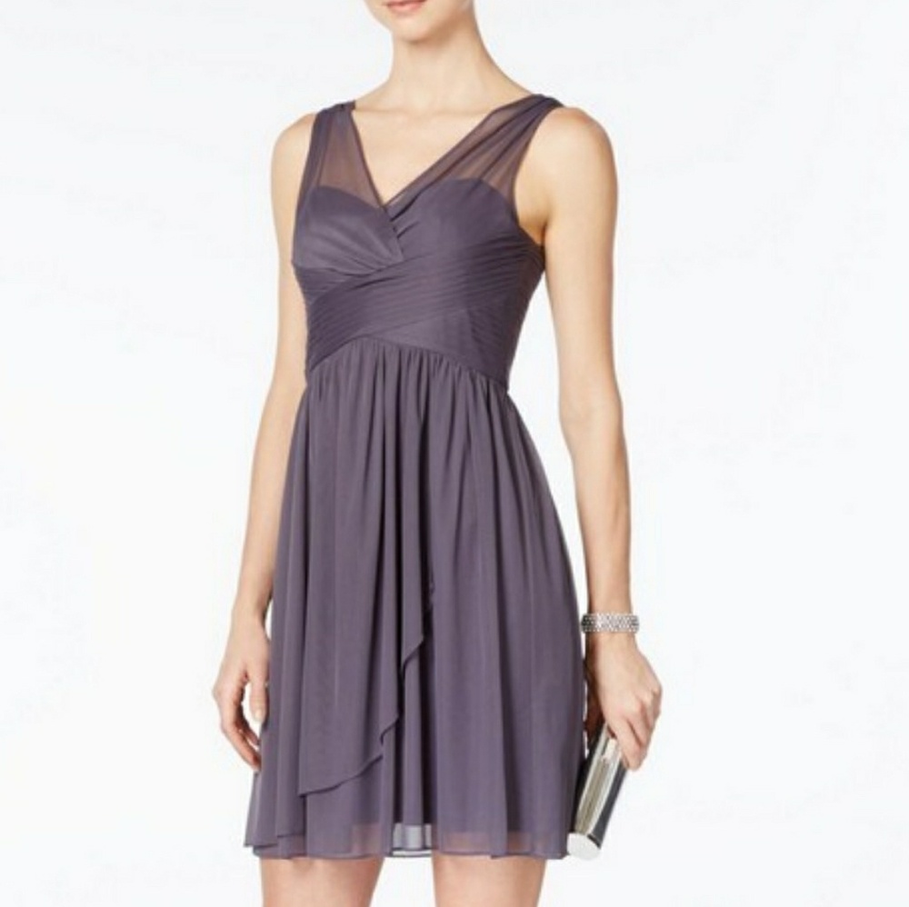 Like new Adrianna Papell v-neck illusion dress